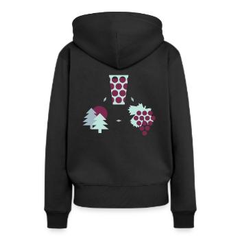 Pfalz im Herz in Tuerkis und Beere - Frauen Premium Bio Hoodie - Schwarz - Hinten - Julia (174cm)