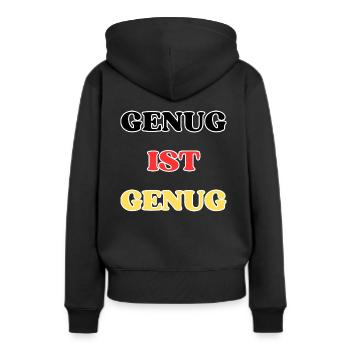 GENUG IST GENUG - Frauen Premium Bio Hoodie - Schwarz - Hinten - Julia (174cm)