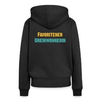 Favoritner Ureinwohnerin Wien Österreich Spruch - Frauen Premium Bio Hoodie - Schwarz - Hinten - Julia (174cm)