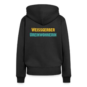 Weißgerber Ureinwohner - Wiener Bezirks, Urgestein - Frauen Premium Bio Hoodie - Schwarz - Hinten - Julia (174cm)
