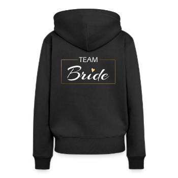 Team Bride mit Goldrahmen in weiß - JGA - Hochzeit - Frauen Premium Bio Hoodie - Schwarz - Hinten - Julia (174cm)