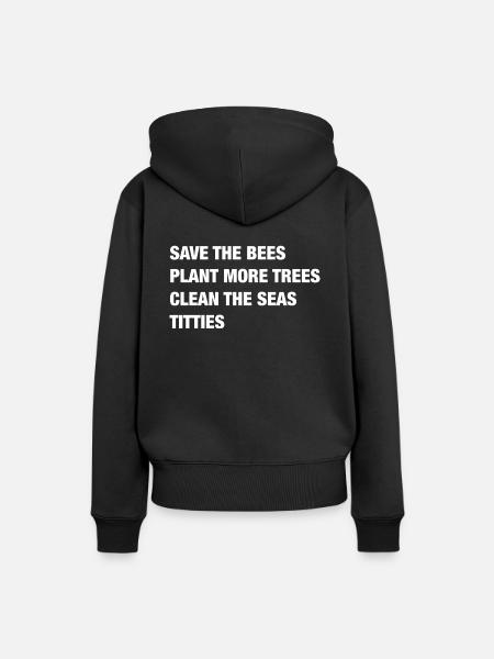 "Save the Bees" - Frauen Premium Bio Hoodie - Schwarz