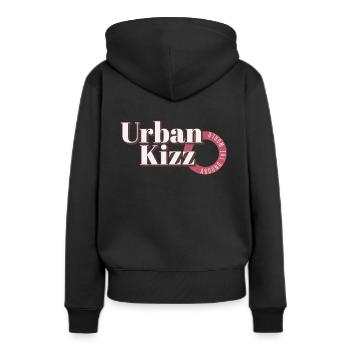 Urban Kizz Around the World - Frauen Premium Bio Hoodie - Schwarz - Hinten - Julia (174cm)