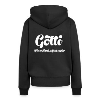 Gotti wie es Mami eifach Gotti Schweiz Patentante - Frauen Premium Bio Hoodie - Schwarz - Hinten - Julia (174cm)