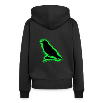 Krähe Rabe Grün und Schwarz Umriss - Frauen Premium Bio Hoodie - Schwarz - Hinten - Julia (174cm)
