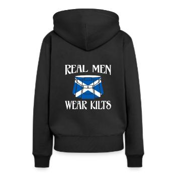 Ecosse Les vrais hommes portent des kilts - Sweat à capuche Premium bio Femme - noir - Dos - Julia (174cm)