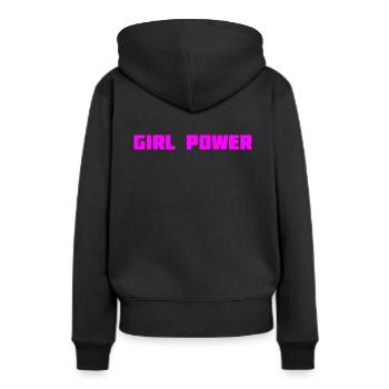 GIRL POWER - Sweat à capuche Premium bio Femme - noir - Dos - Julia (174cm)