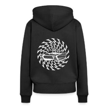 tekno tank 23 - Frauen Premium Bio Hoodie - Schwarz - Hinten - Julia (174cm)