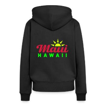 Maui, Hawaï (soleil, rayons du soleil) - Sweat à capuche Premium bio Femme - noir - Dos - Julia (174cm)