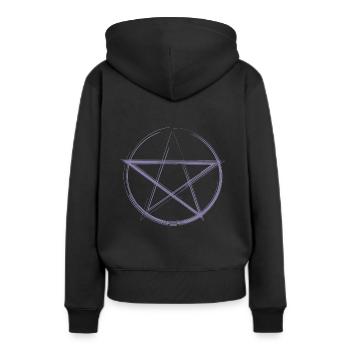 Croquis du Pentagramme violet - Sweat à capuche Premium bio Femme - noir - Dos - Julia (174cm)