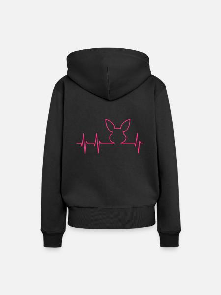 EKG und Hasenkopf - Frauen Premium Bio Hoodie - Schwarz