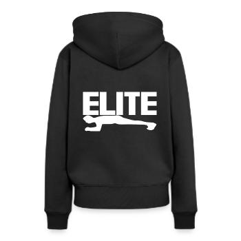 Elite Sports - Frauen Premium Bio Hoodie - Schwarz - Hinten - Julia (174cm)