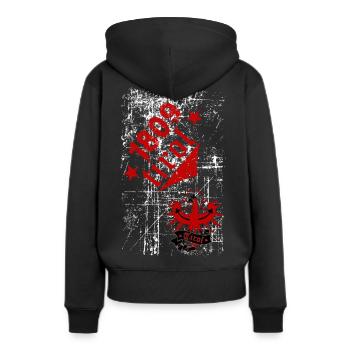 Tyrol - Sweat à capuche Premium bio Femme - noir - Dos - Julia (174cm)