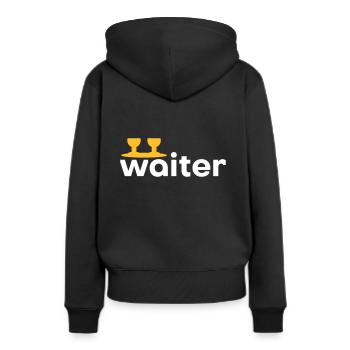 Waiter (Tablett mit zwei Weingläsern) - Frauen Premium Bio Hoodie - Schwarz - Hinten - Julia (174cm)