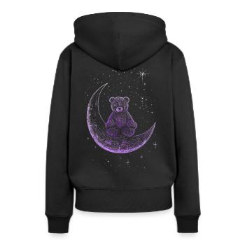 Bär sitzt auf Mond minimalistisch - Frauen Premium Bio Hoodie - Schwarz - Hinten - Julia (174cm)