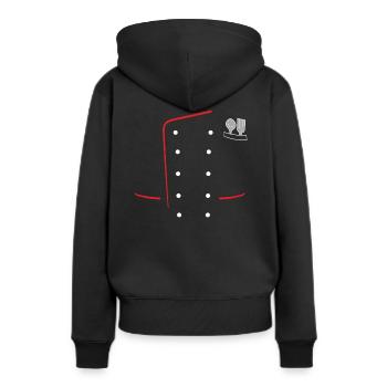 Koch - Kochjacke mit Löffel und Kabel - Frauen Premium Bio Hoodie - Schwarz - Hinten - Julia (174cm)