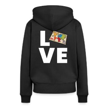 Risque - Love - Sweat à capuche Premium bio Femme - noir - Dos - Julia (174cm)