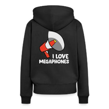 Mégaphone - I love Megaphones - Sweat à capuche Premium bio Femme - noir - Dos - Julia (174cm)