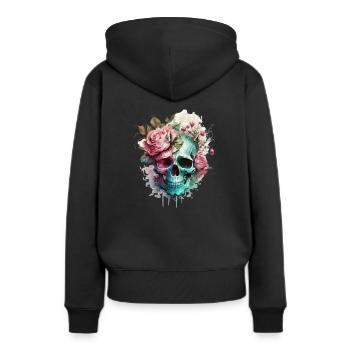 Totenkopf mit Rosen - Skull Dia De Los Muertos - Frauen Premium Bio Hoodie - Schwarz - Hinten - Julia (174cm)