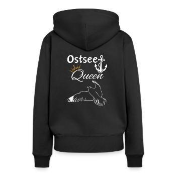 Ostsee Queen-Ostsee Königin-Anker und Möwe - Frauen Premium Bio Hoodie - Schwarz - Hinten - Julia (174cm)