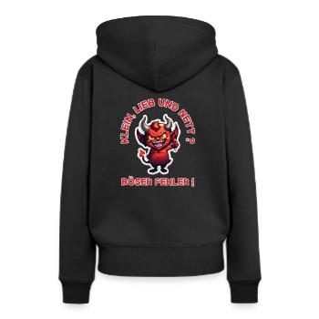 Petit, doux et agréable ? Mauvaise erreur ! petit diable - Sweat à capuche Premium bio Femme - noir - Dos - Julia (174cm)