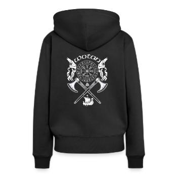 Wotan-VIKING-Viking SYMBOLES-RUNES VIKINGS - Sweat à capuche Premium bio Femme - noir - Dos - Julia (174cm)