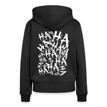 halloween joker kostüm lachen - Frauen Premium Bio Hoodie - Schwarz - Hinten - Julia (174cm)