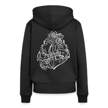 Hamburg - Anker Tattoo Stil für Hamburger Deerns - Frauen Premium Bio Hoodie - Schwarz - Hinten - Julia (174cm)