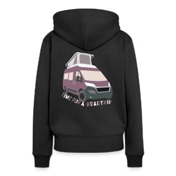 Roadtrip Time - Frauen Premium Bio Hoodie - Schwarz - Hinten - Julia (174cm)