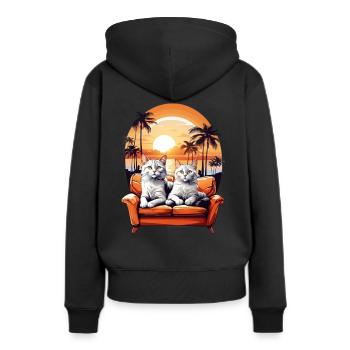 Katzen am Meer - Frauen Premium Bio Hoodie - Schwarz - Hinten - Julia (174cm)