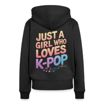 Musique K-Pop Pop Coréenne - Sweat à capuche Premium bio Femme - noir - Dos - Julia (174cm)