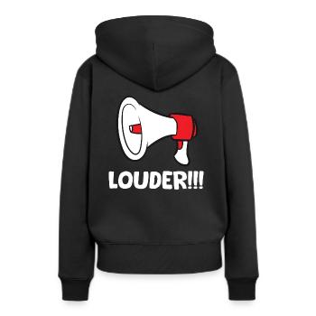 Mégaphone - Louder - Sweat à capuche Premium bio Femme - noir - Dos - Julia (174cm)