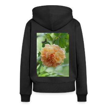 Blühende Frühlings Rose - Frauen Premium Bio Hoodie - Schwarz - Hinten - Julia (174cm)