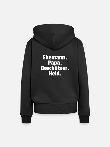 Ehemann. Papa. Beschützer. Held. - Frauen Premium Bio Hoodie - Schwarz