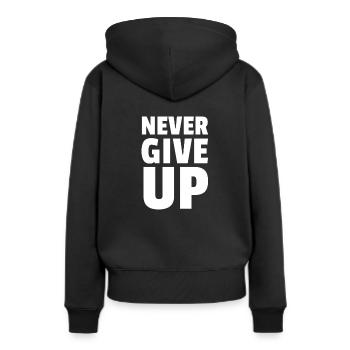 Ne jamais abandonner - Sweat à capuche Premium bio Femme - noir - Dos - Julia (174cm)