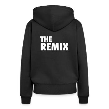 Le remix - Sweat à capuche Premium bio Femme - noir - Dos - Julia (174cm)