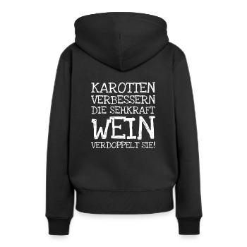 Karotten Verbessern Die Sehkraft Wein Verdoppelt - Frauen Premium Bio Hoodie - Schwarz - Hinten - Julia (174cm)
