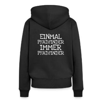 Einmal Pfadfinder Immer Pfadfinder - Frauen Premium Bio Hoodie - Schwarz - Hinten - Julia (174cm)