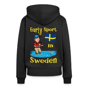 Exercice tôt le matin en Suède - Sweat à capuche Premium bio Femme - noir - Dos - Julia (174cm)