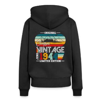 Original Juni 1944 Jahrgang 1944 Geburtstag 1944 - Frauen Premium Bio Hoodie - Schwarz - Hinten - Julia (174cm)