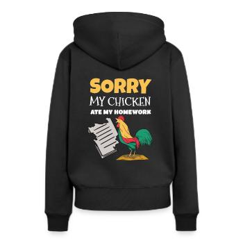 Le poulet a mangé Mes devoirs Idée de cadeau - Sweat à capuche Premium bio Femme - noir - Dos - Julia (174cm)