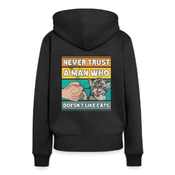 Chat Amoureux des chats chats chat chat dame de chat - Sweat à capuche Premium bio Femme - noir - Dos - Julia (174cm)