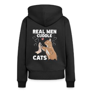 Chat Amoureux des chats chats chat chat dame de chat - Sweat à capuche Premium bio Femme - noir - Dos - Julia (174cm)