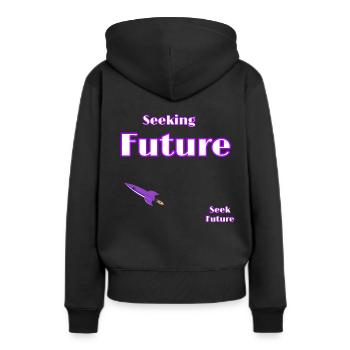 Seeking-Future Designs 🚀 - Women’s Premium Organic Hoodie - black - Back - Julia (174cm)