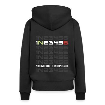 Motorrad Gangschaltung - Frauen Premium Bio Hoodie - Schwarz - Hinten - Julia (174cm)