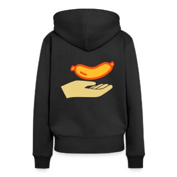 Saucisses à distribuer - Sweat à capuche Premium bio Femme - noir - Dos - Julia (174cm)