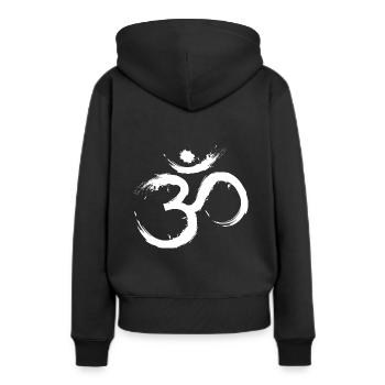 Symbole de conception Om Hindou Jainas Bouddhiste Hindou - Sweat à capuche Premium bio Femme - noir - Dos - Julia (174cm)