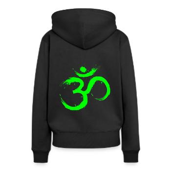 Om Design Symbol Meditation Befreiung Limone Grün - Frauen Premium Bio Hoodie - Schwarz - Hinten - Julia (174cm)