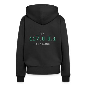 Linux T-Shirt für Linux Geeks - Frauen Premium Bio Hoodie - Schwarz - Hinten - Julia (174cm)