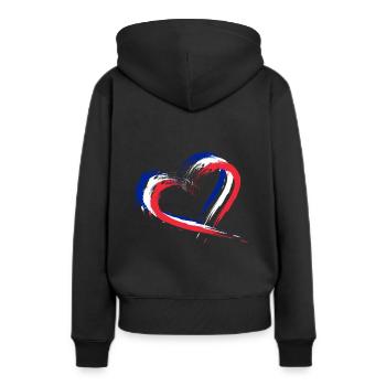 Drapeau coeur couleurs drapeau bannière france - Sweat à capuche Premium bio Femme - noir - Dos - Julia (174cm)